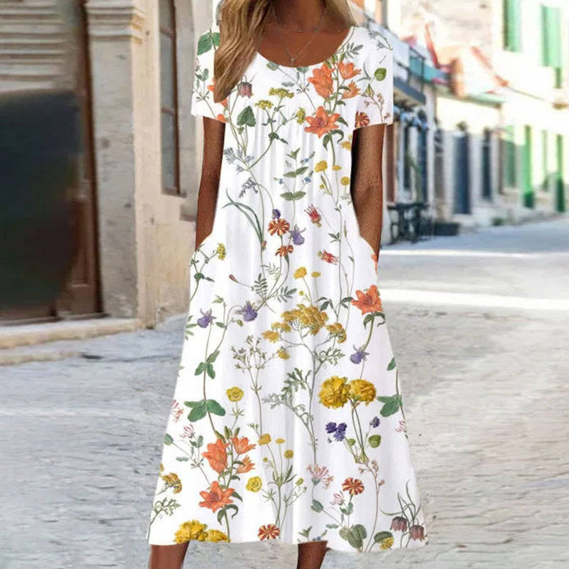 Vestido largo mujer con estampado floral bolsillos informal