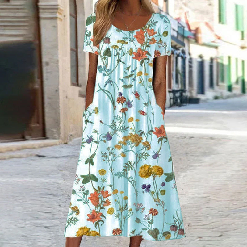 Vestido largo mujer con estampado floral bolsillos informal