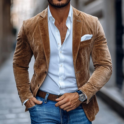 Blazer Hombre de Tejido Estructurado Corte Moderno