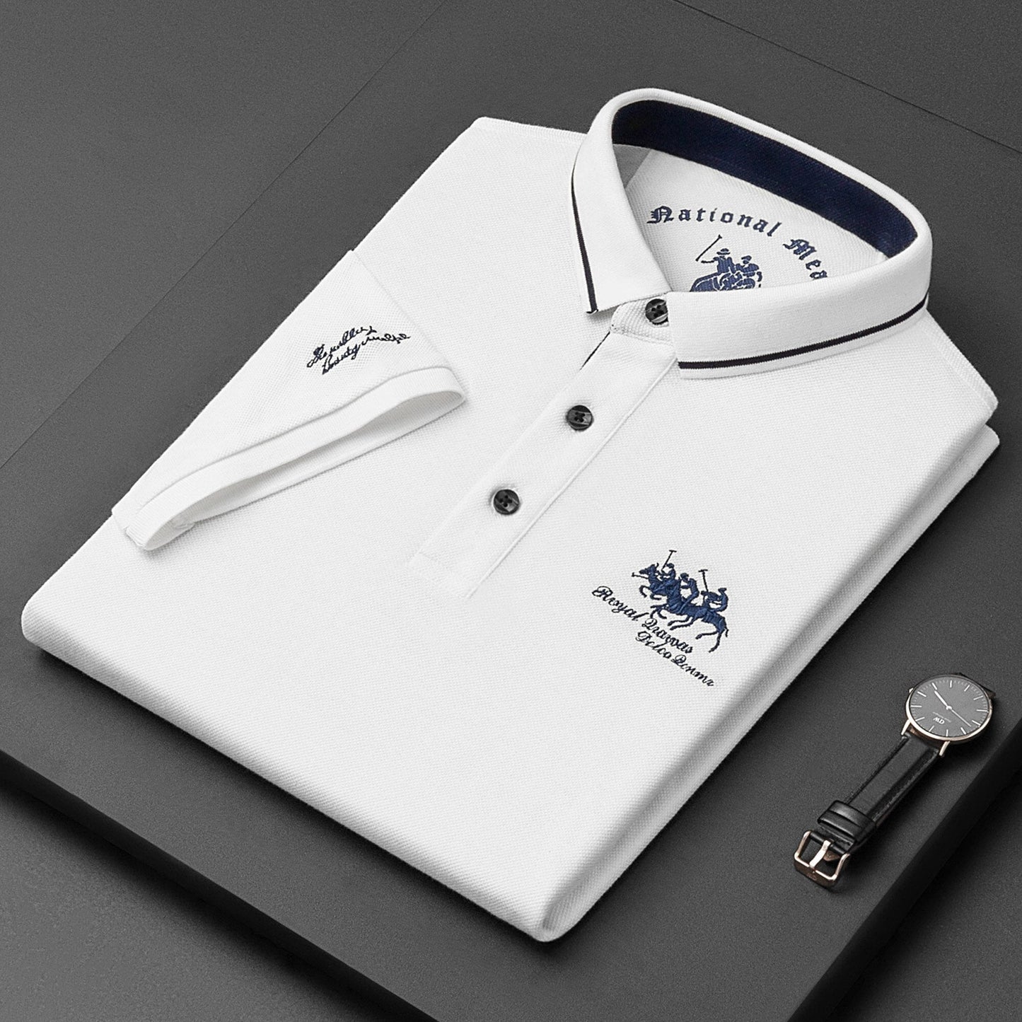 Polo Hombre Algodón Bordado Ajuste Clásico