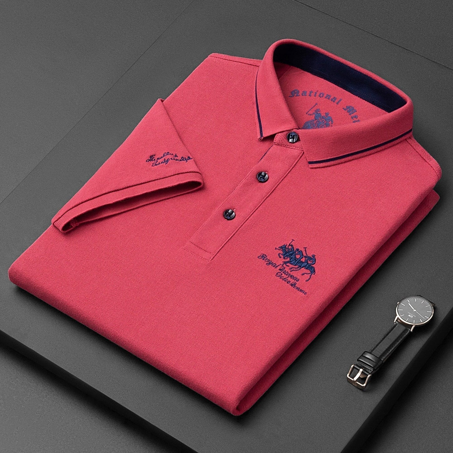 Polo Hombre Algodón Bordado Ajuste Clásico