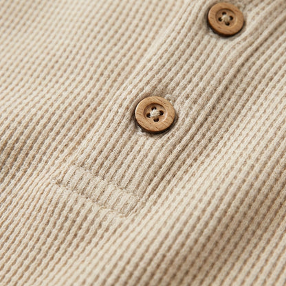 Camiseta Henley Hombre Algodón Manga Larga Casual