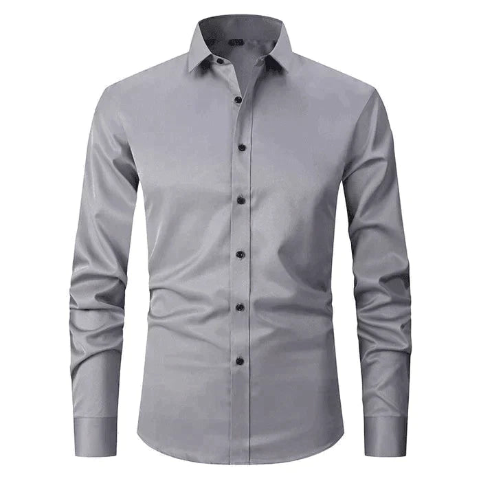 Camisa Hombre Manga Larga Algodón Corte Ajustado Slim