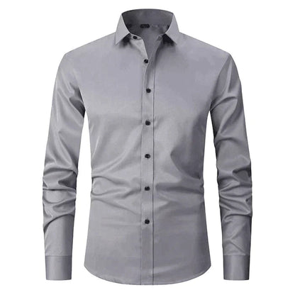 Camisa Hombre Manga Larga Algodón Corte Ajustado Slim