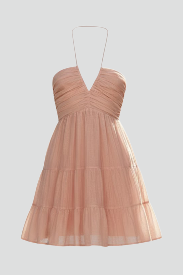Vestido Mini Mujer Halter Falda de Volantes - Mavetta