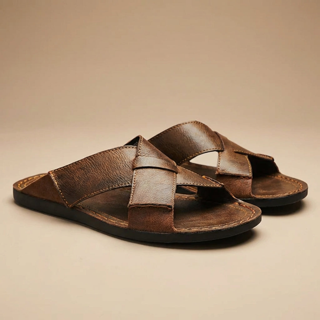 Sandalias Hombre con Correas Cruzadas Suela Plana Casual