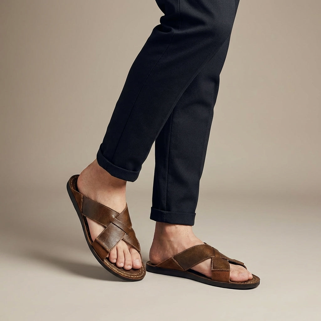 Sandalias Hombre con Correas Cruzadas Suela Plana Casual - Mavetta