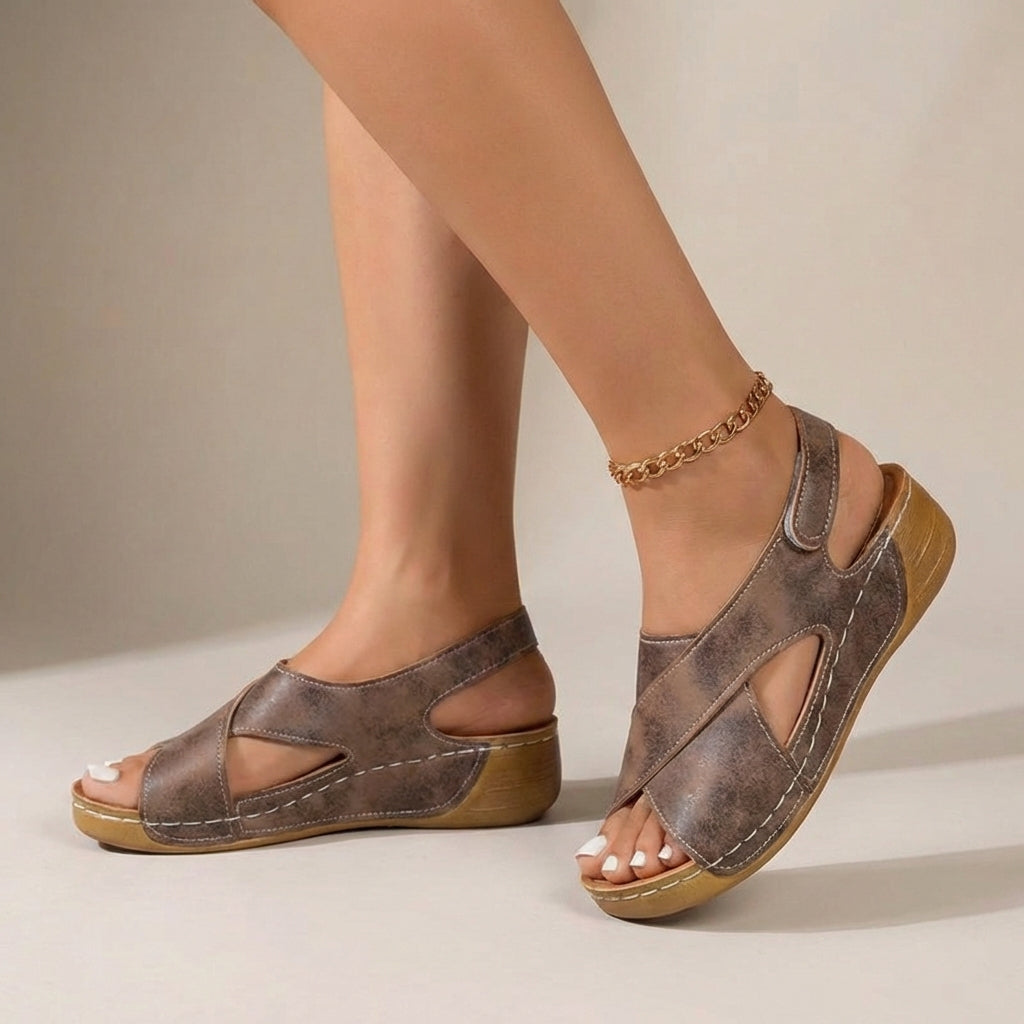 Sandalias Mujer Ortopédicas Cuña Tiras Cruzadas