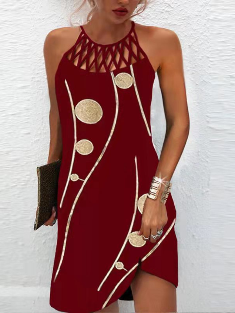 Vestido Halter Mujer de Tela Ligera Ajuste Slim