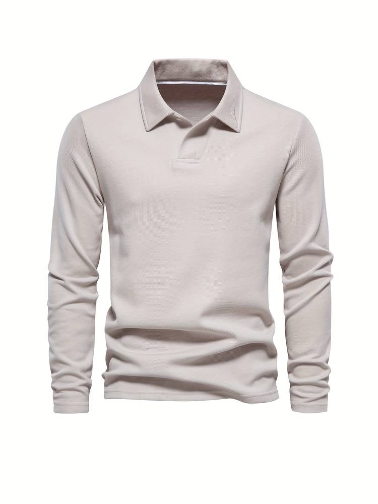 Polo Hombre Algodón Manga Larga Cuello Clásico