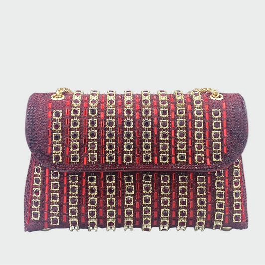 Bolso de hombro mujer con cadena y pedrería estilo clutch - Mavetta