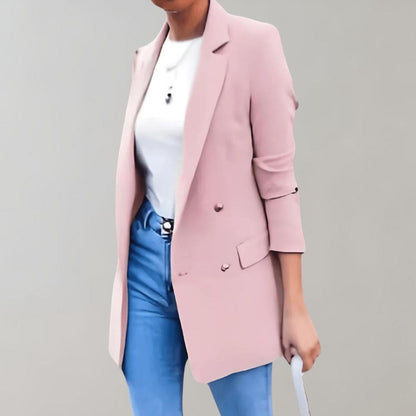 Blazer Largo Mujer de Tejido Elegante Corte Recto