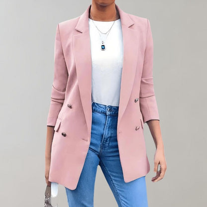 Blazer Largo Mujer de Tejido Elegante Corte Recto