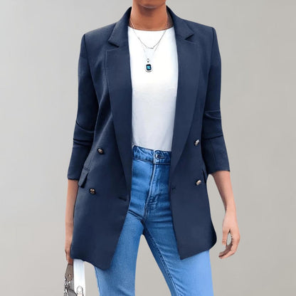 Blazer Largo Mujer de Tejido Elegante Corte Recto