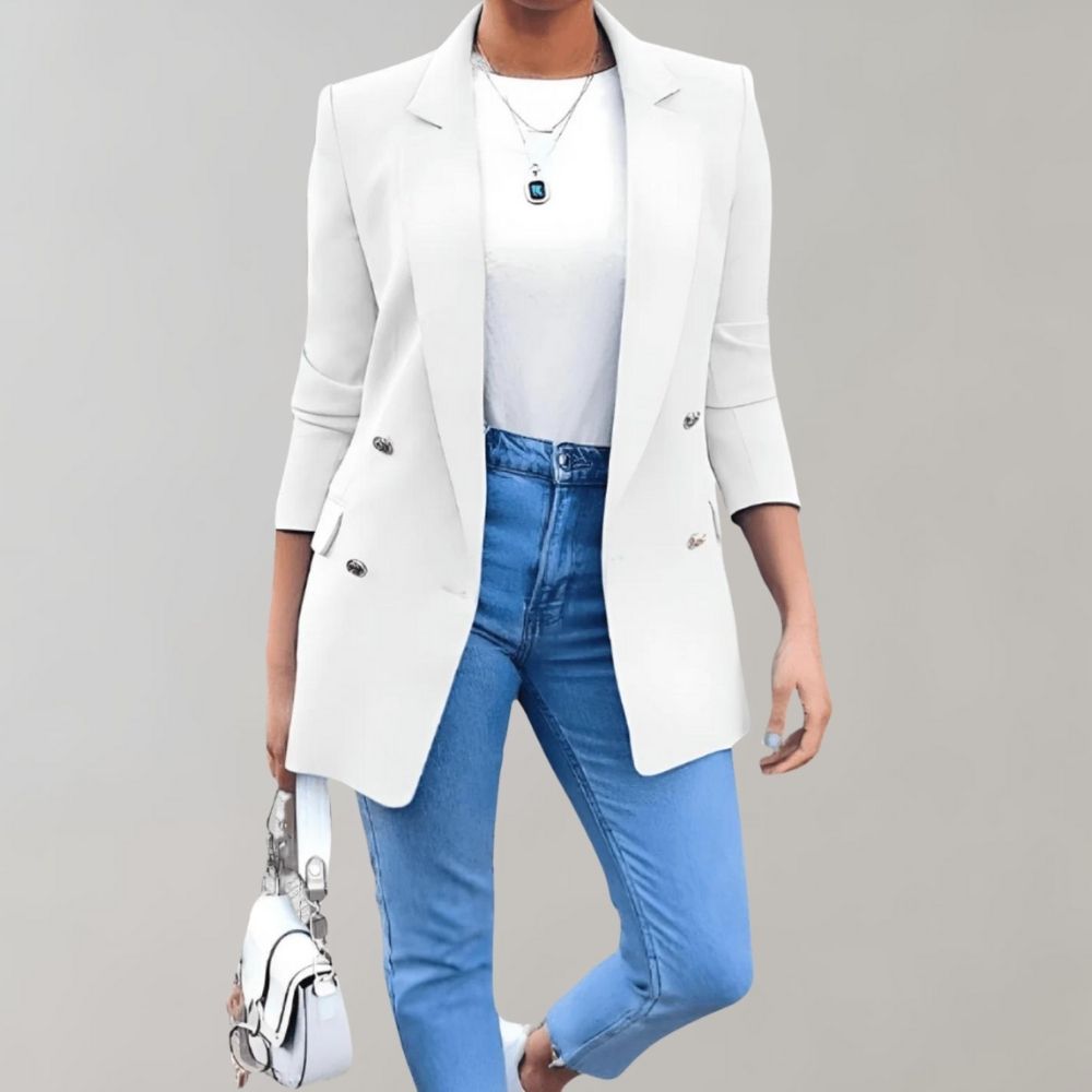 Blazer Largo Mujer de Tejido Elegante Corte Recto