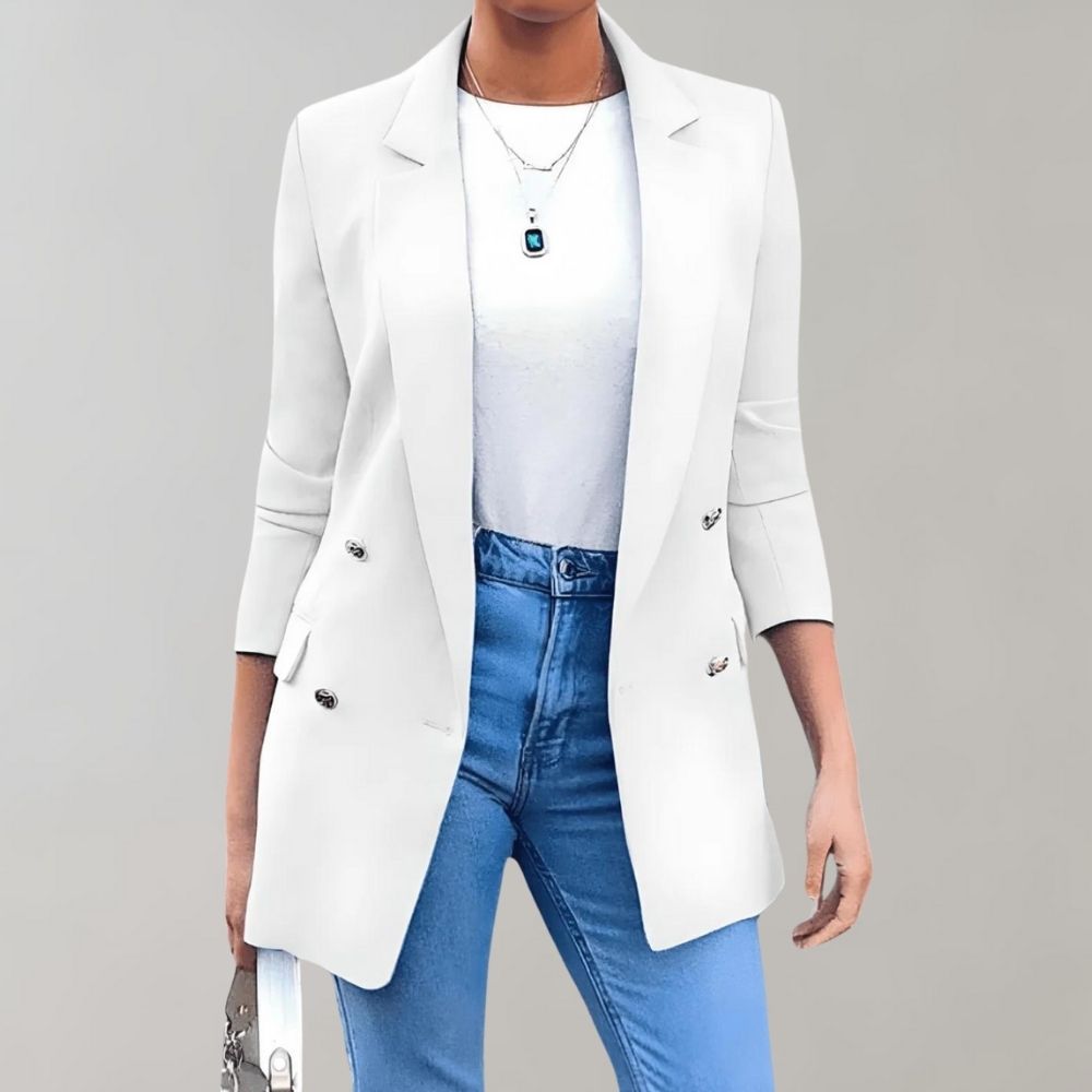Blazer Largo Mujer de Tejido Elegante Corte Recto