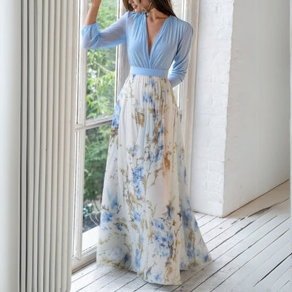 Vestido maxi mujer de tejido floral con escote