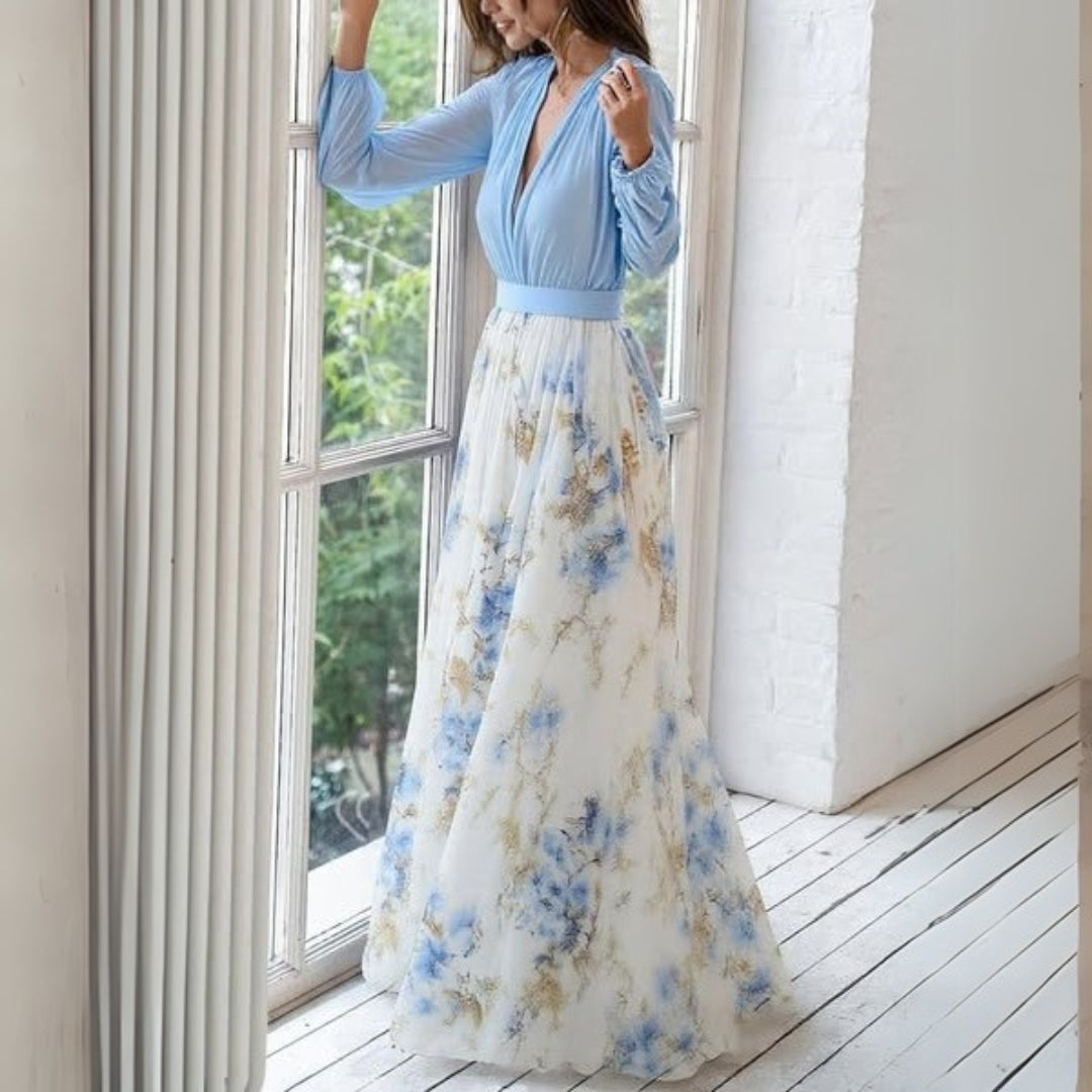 Vestido maxi mujer de tejido floral con escote