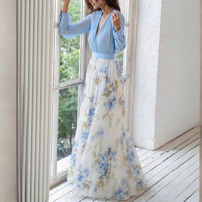 Vestido Largo Mujer Estampado Floral Elegante