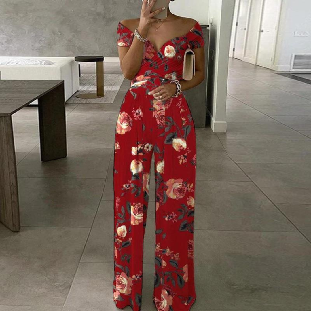 Mono Mujer Cuerpo Cruzado Pierna Ancha