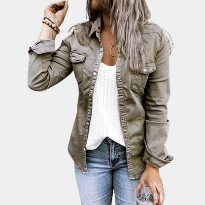Camisa Casual Mujer Algodón Ajuste Regular