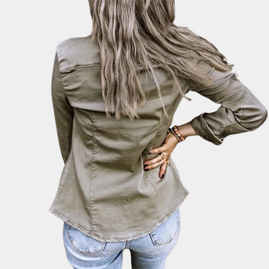 Camisa Casual Mujer Algodón Ajuste Regular - Mavetta