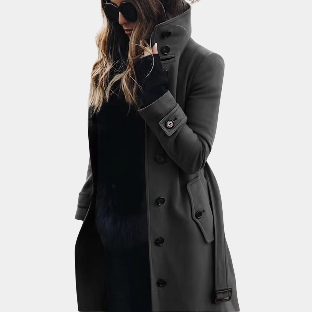 Abrigo Trench Mujer Cálido Largo Ajustado