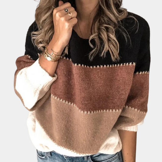Suéter Mujer de Punto Suave Corte Holgado Diseño Bloques - Mavetta