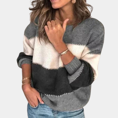 Suéter Mujer de Punto Suave Corte Holgado Diseño Bloques
