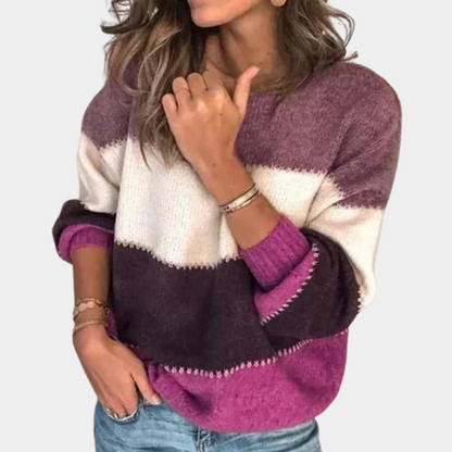 Suéter Mujer de Punto Suave Corte Holgado Diseño Bloques