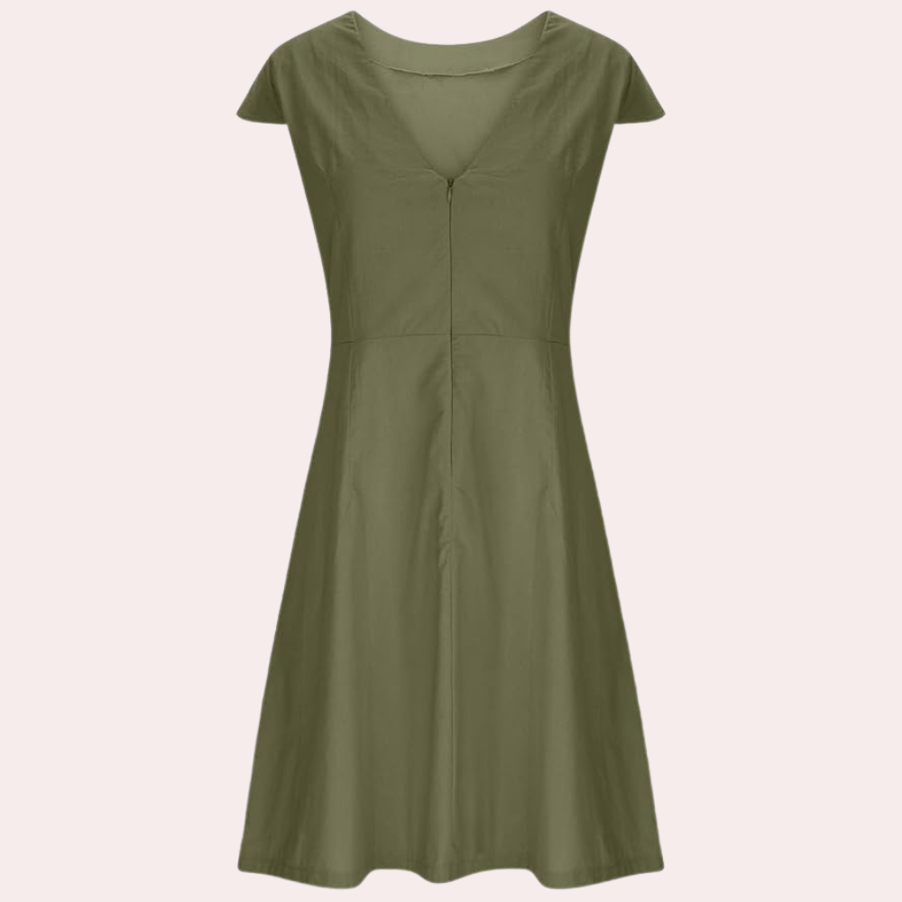 Vestido Midi Mujer Efecto Liso Estilo Casual