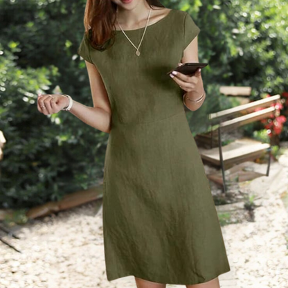 Vestido Midi Mujer Efecto Liso Estilo Casual