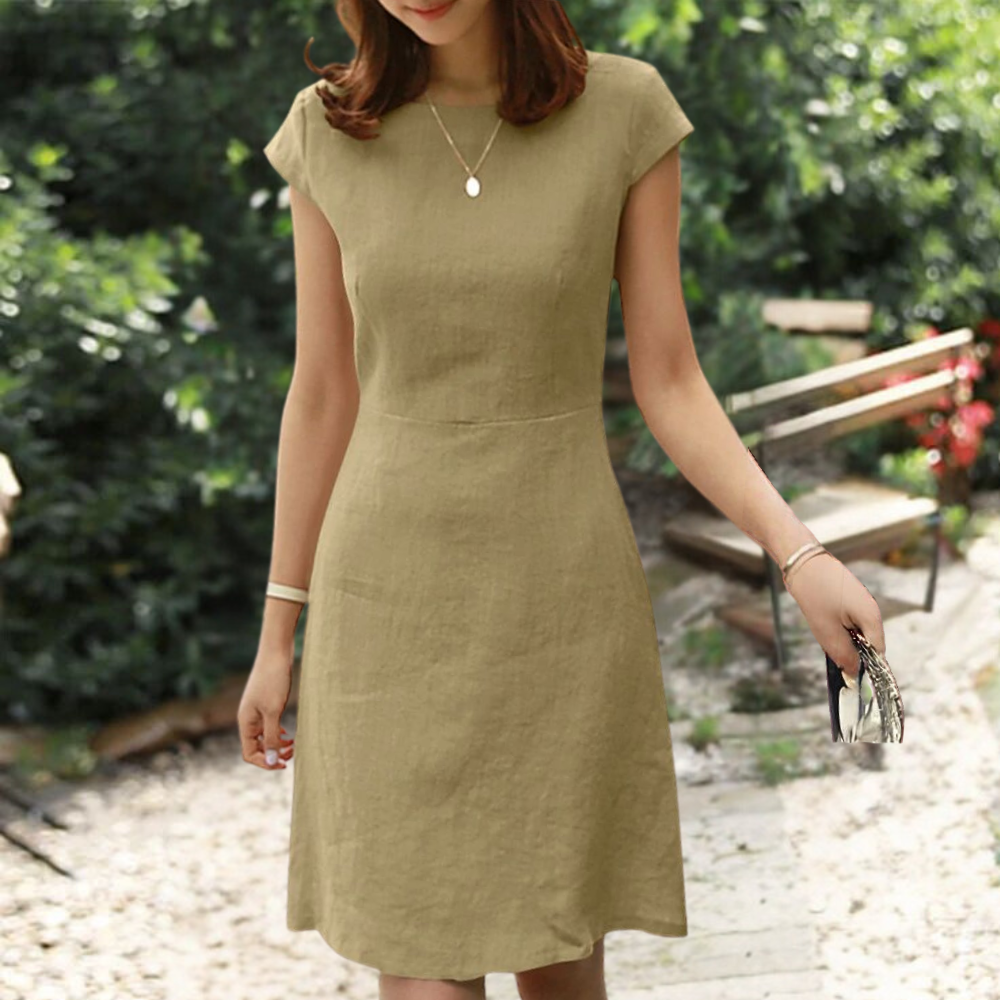 Vestido Midi Mujer Efecto Liso Estilo Casual