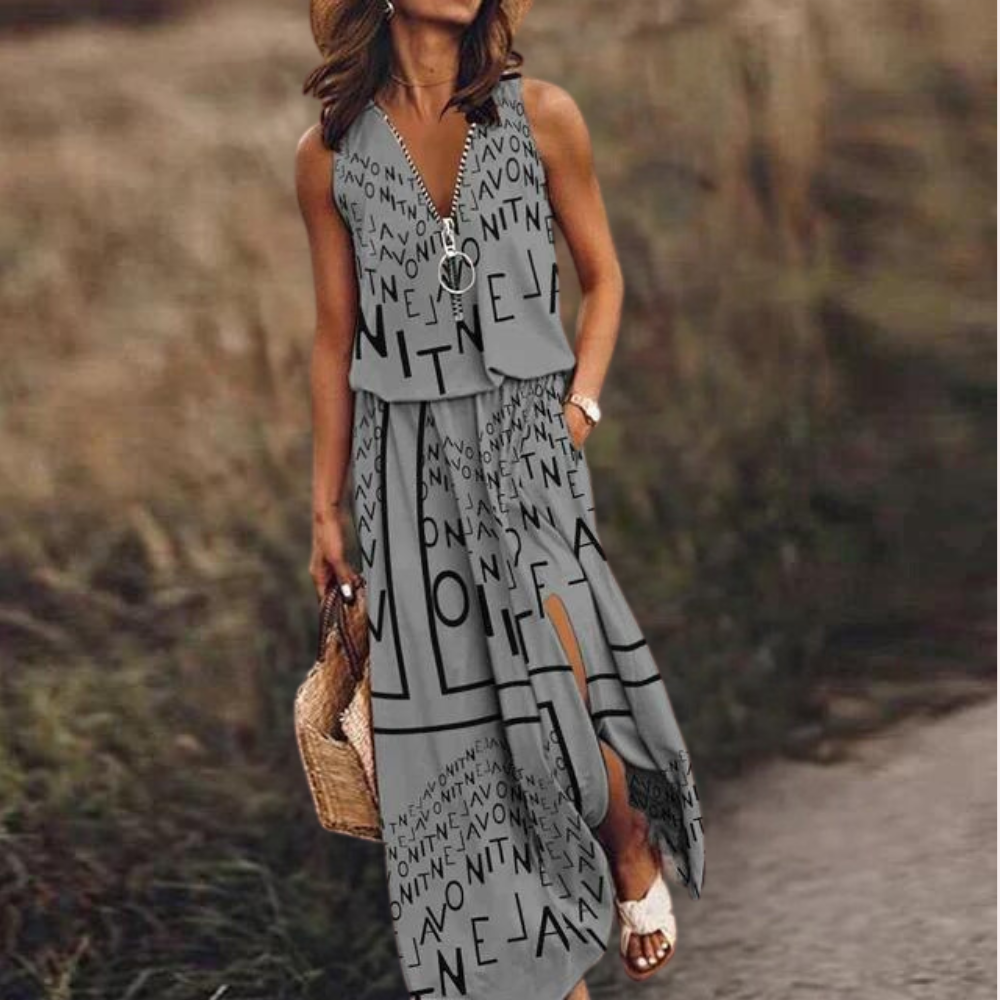 Vestido Mujer de Tela Estampada Corte Elegante