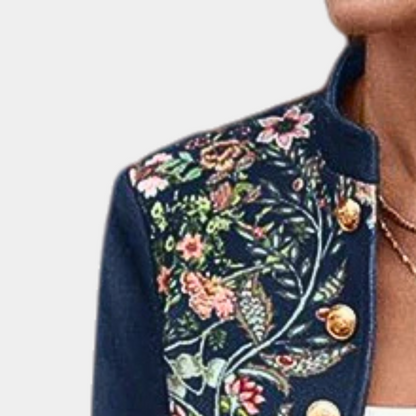 Blazer mujer de tela estampado floral corte entallado