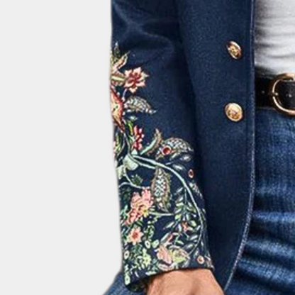 Blazer mujer de tela estampado floral corte entallado