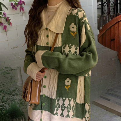 Cárdigan Mujer de Punto Suave Estampado Ajuste Casual