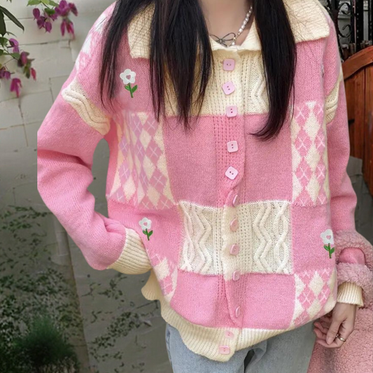 Cárdigan Mujer de Punto Suave Estampado Ajuste Casual - Mavetta