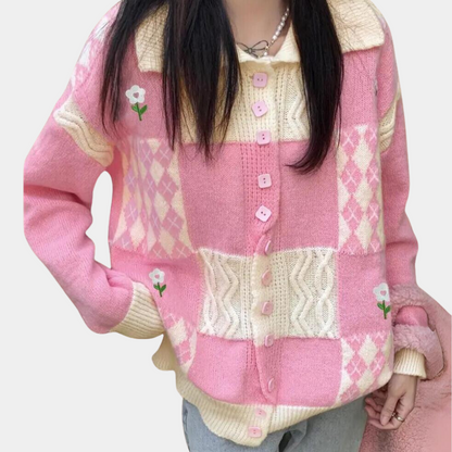 Cárdigan Mujer de Punto Suave Estampado Ajuste Casual