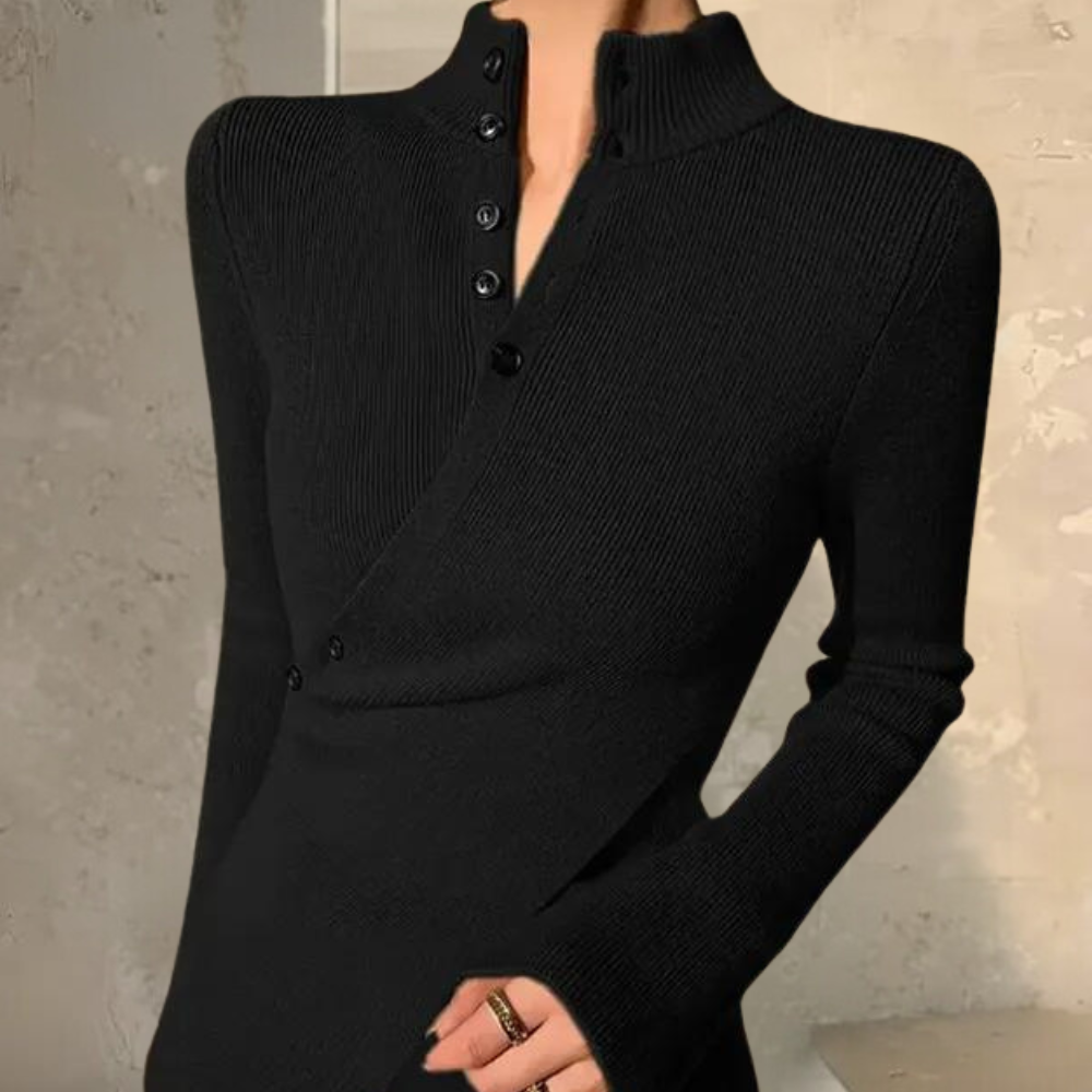 Jersey Mujer Cuello Alto Ajuste Envolvente - Mavetta