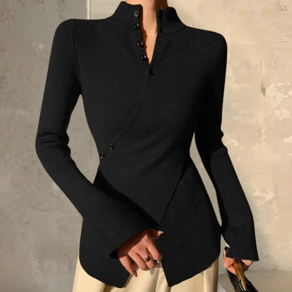 Jersey Mujer Cuello Alto Ajuste Envolvente