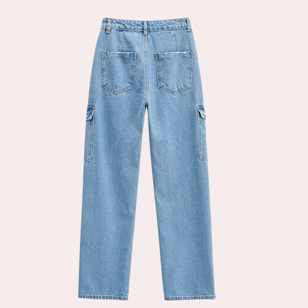 Pantalones Cargo Mujer de Mezclilla Corte Recto