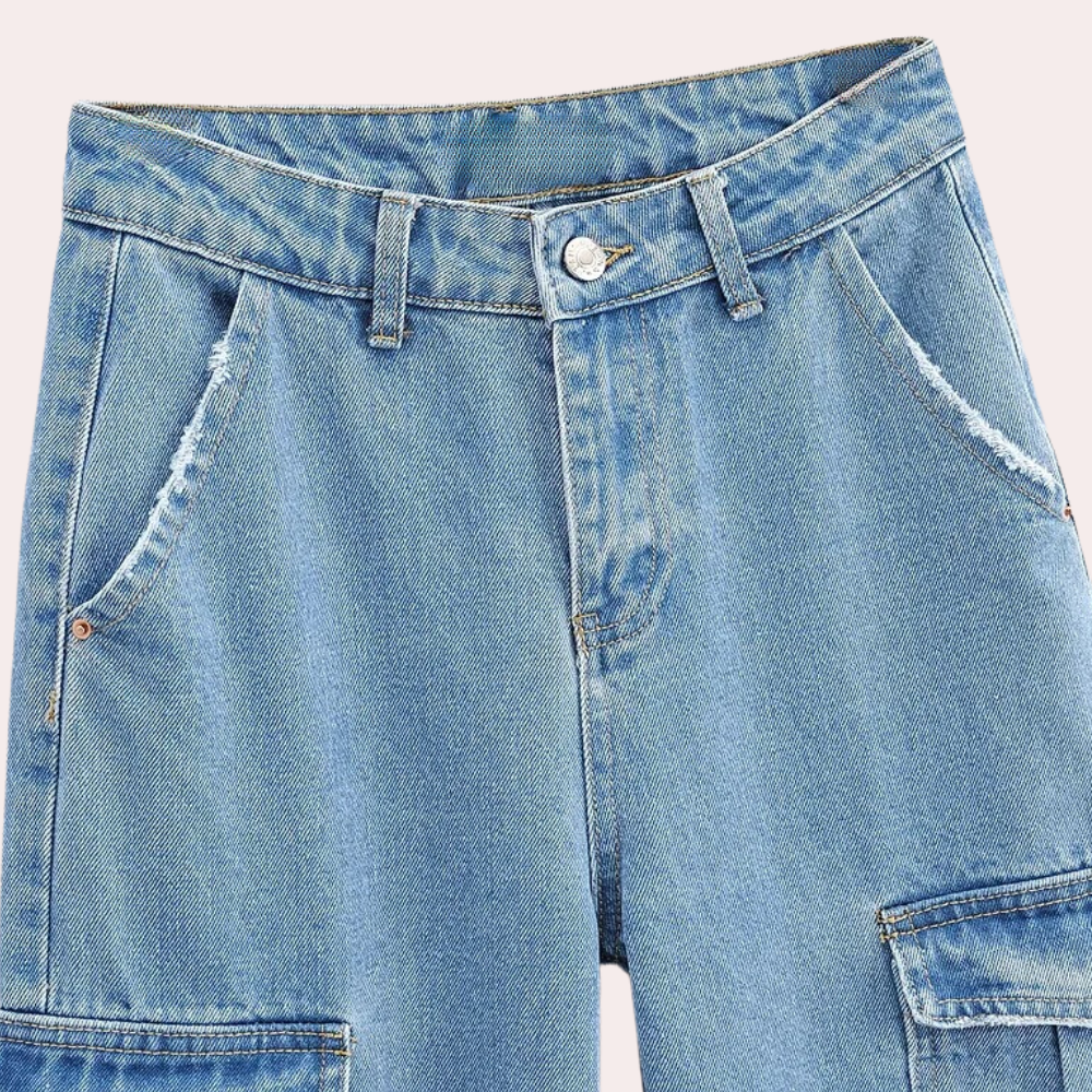 Pantalones Cargo Mujer de Mezclilla Corte Recto