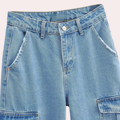 Pantalones Cargo Mujer de Mezclilla Corte Recto