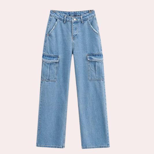 Pantalones Cargo Mujer de Mezclilla Corte Recto - Mavetta