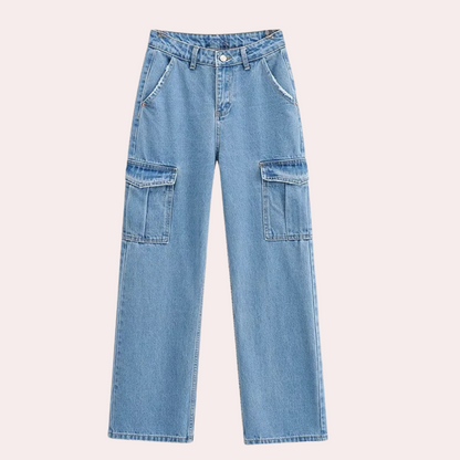 Pantalones Cargo Mujer de Mezclilla Corte Recto