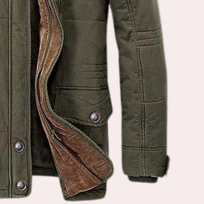 Chaqueta Hombre Invierno con Forro Polar y Capucha Ajustada
