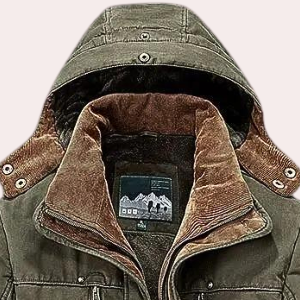 Chaqueta Hombre Invierno con Forro Polar y Capucha Ajustada