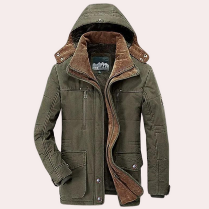 Chaqueta Hombre Invierno con Forro Polar y Capucha Ajustada