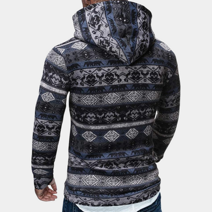 Sudadera Hombre con Capucha y Estampado Geométrico